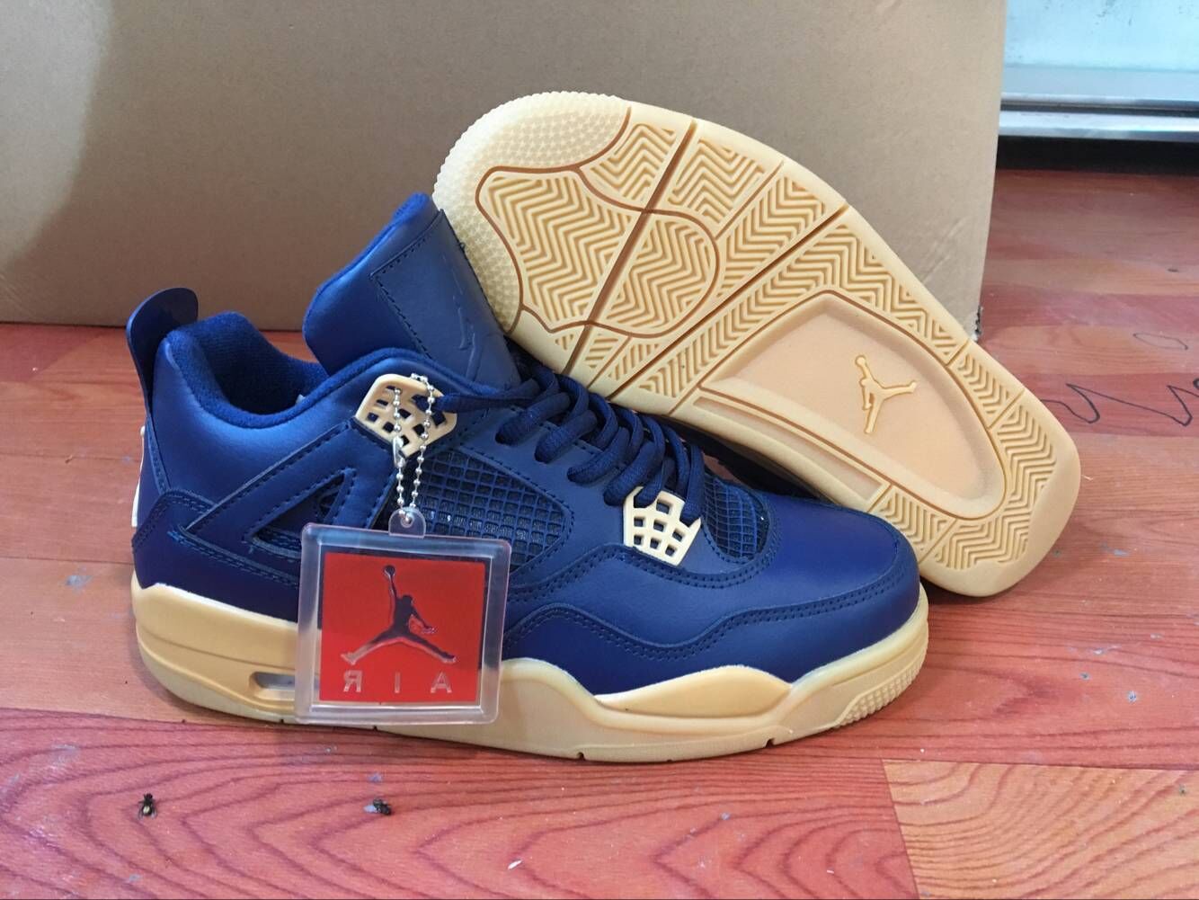 2019 Air Jordan 4 Shine Blue Beign Sole Shoes - Click Image to Close